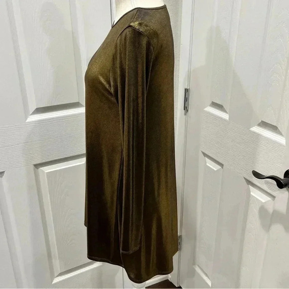 Riller & Fount x Revolve Gold scoop neck shimmer mini dress long sleeve, - Picture 5 of 7